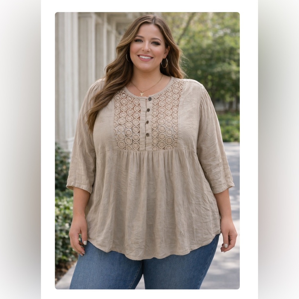 499 SUMMER OF LOVE Women's Beige Cotton Top